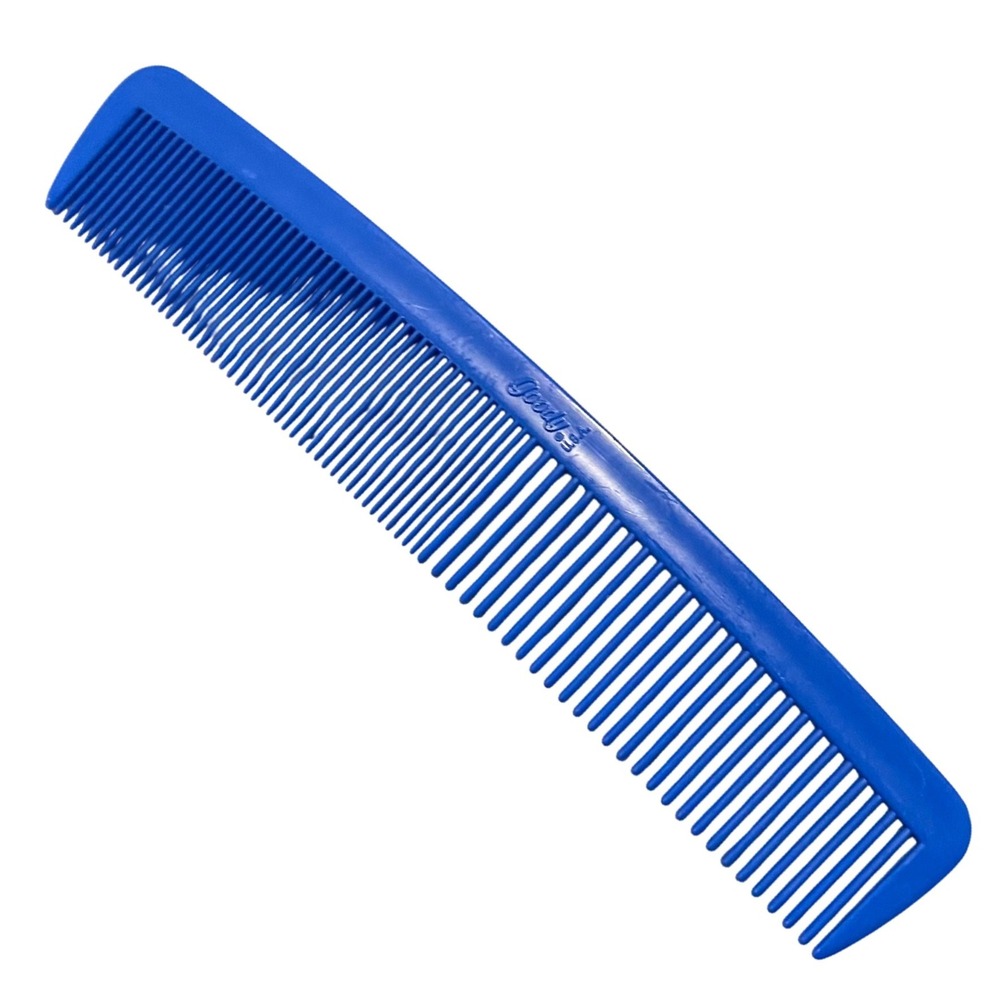 Vintage Goody Pocket Purse Comb Blue Made in USA 80s plastic Unbreakable